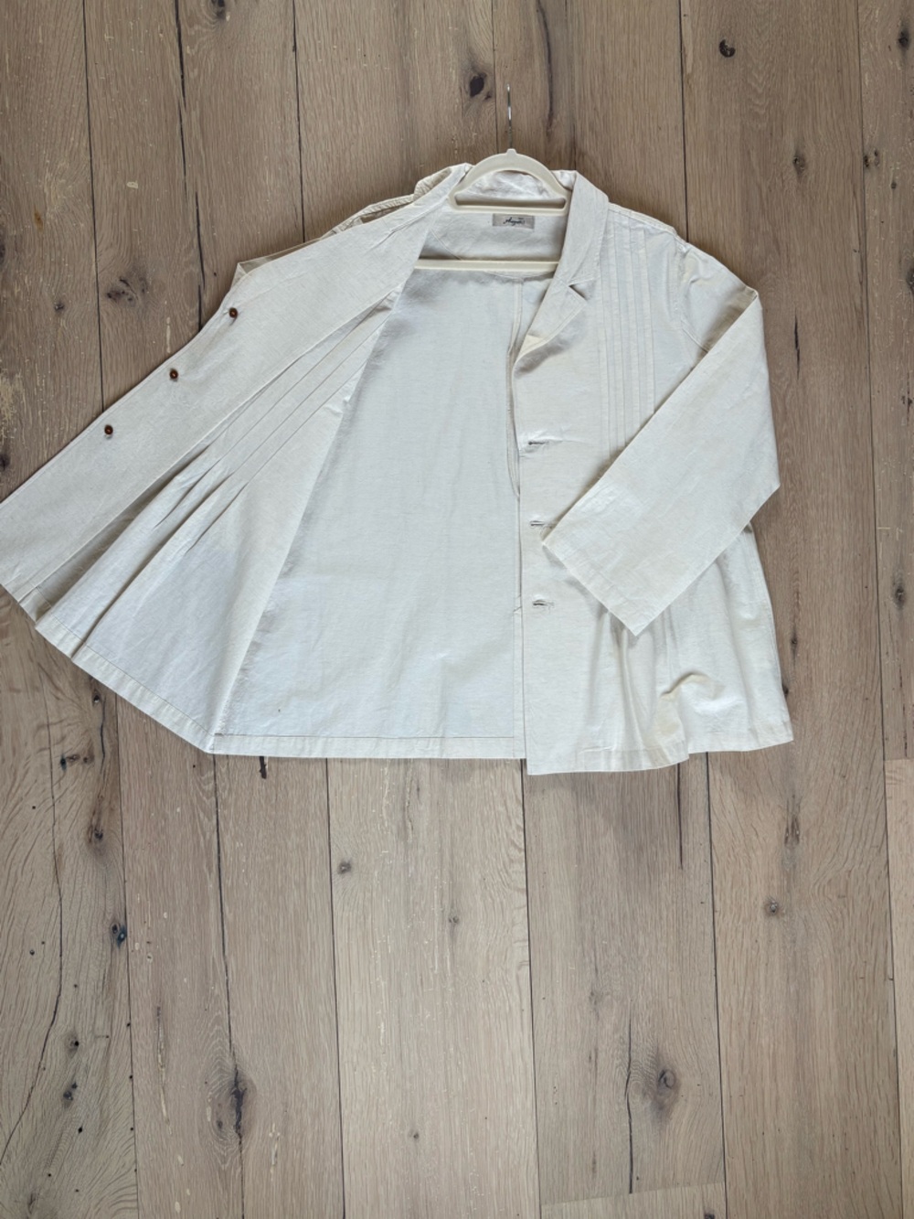 Lightweight Cream Trench Coat Ichi Antiquites Large Japanese Pleated